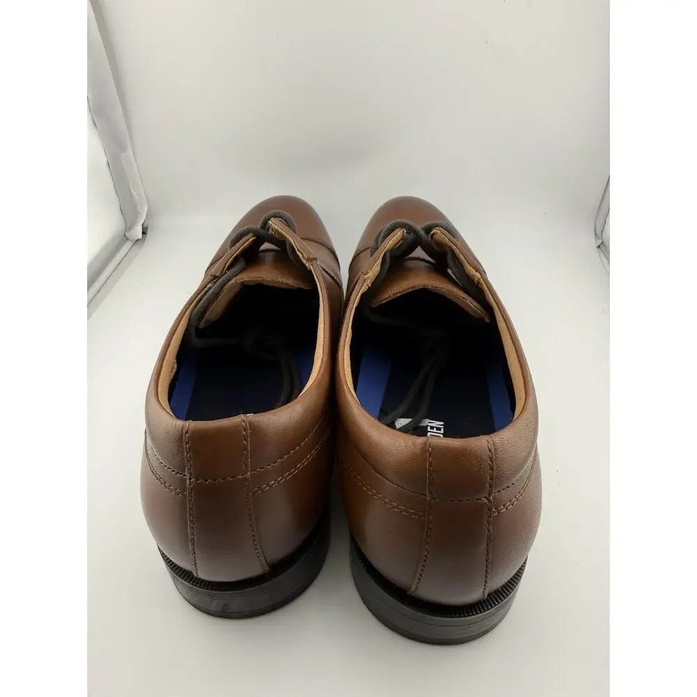 NWOB Mens Steve Madden Isline Brown Leather Cap Toe Formal Derby Shoes Size 8.5